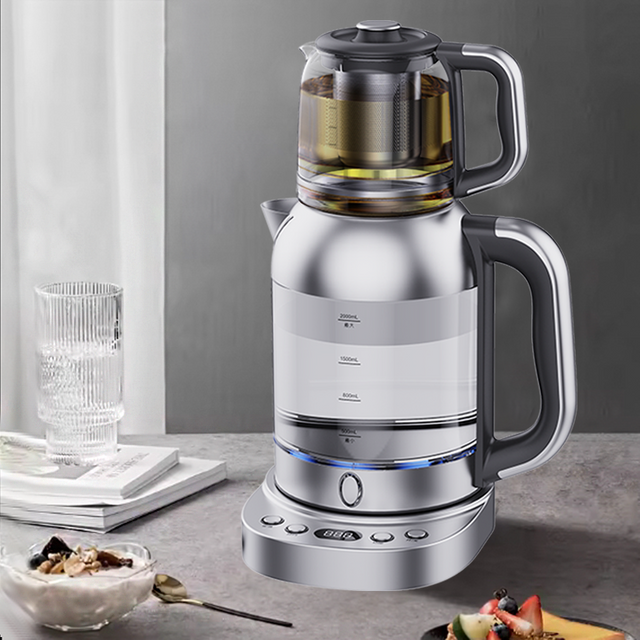 CE Led Display Temperature Control Turkish Tea Maker 2.0l Electric Tea Kettle With Filter Glass Tea And Coffee Maker 