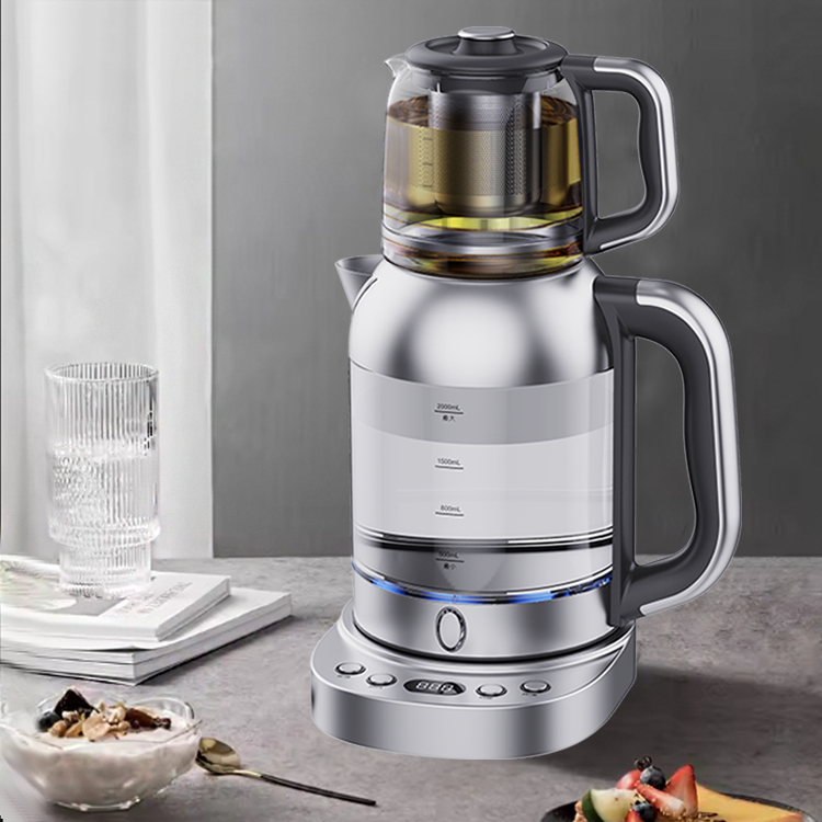 CE Led Display Temperature Control Turkish Tea Maker 2.0l Electric Tea Kettle With Filter Glass Tea And Coffee Maker 