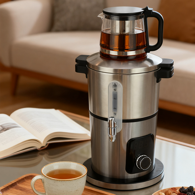 Wholesale Manufacturer 4l Stainless Steel Russian Samovar Tea Maker Machine Electric Turkish Samovar Water Kettle for Sale