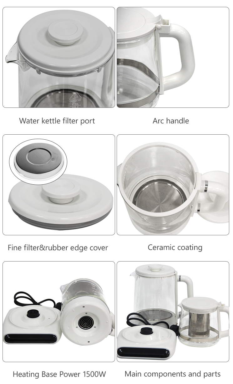 Electric Double Glass Kettle with Warmer Temperature Control Glass Tea Pot Design Samovar Turkish Tea Maker