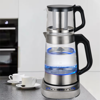 YUEKON Design Double Glass Kettle Automatic Switch Temperature Control 2 in 1 Turkish Tea Machine Electric Samovar