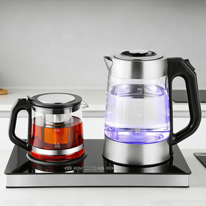 Household Digital Control Type Chinese Tea Maker Water Boiler With Tray 1.7L+1L Capacity Turkish Tea Kettle and Glass Teapot 