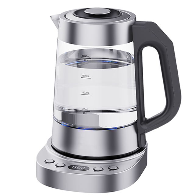Turkish Stylish Blue Led Interior Electric Water Kettle Digital Tea Maker Stainless Steel Temperature Control Cordless Glass Kettle 