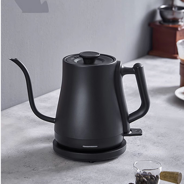 YUEKON 1.0l Electric Turkey Coffee Kettle Stainless Steel Interior Metal Pour Over Coffee Makers For Hand Drip Gooseneck Kettle