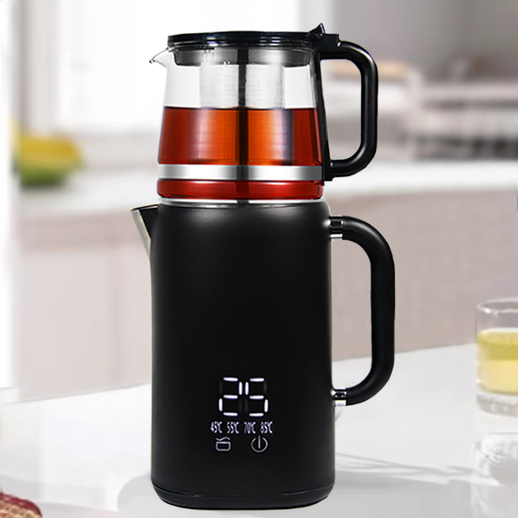 Middle East Popular Electric Turkish Tea Maker With Tea Pot Machine Stainless Steel Digital Control Electric Kettle 