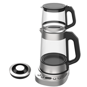 YUEKON Water Boiler 1.7L Tea Maker Electric Russian Samovar Turkish Double Tea Maker Stainless steel With 1.0L Tea Pot