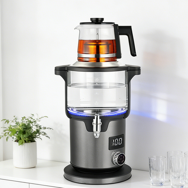 Electrical Appliance 4.5+1.1L Double Layer Tea Maker Machine Automatic Keep Warm Function Samovar Kettles With Glass Teapot