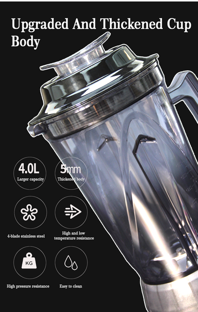 2 In 1 2200w Kitchen Appliances Multifunctional Silent Motor Electrical Blender Smoothie Machine 