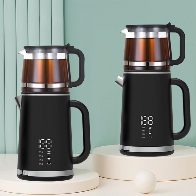2 In1 Double Layer Tea Maker Coffee Glass Tea Maker Cordless Kettles Double Wall Digital Kettle With Temperature Control