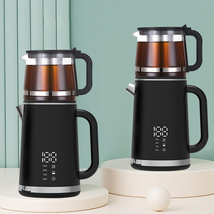 2 In1 Double Layer Tea Maker Coffee Glass Tea Maker Cordless Kettles Double Wall Digital Kettle With Temperature Control