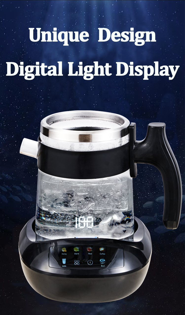 Middle East Saudi Arabia Tea Maker Samovar New 1.8l+0.9l Portable Teapot Double Colorful Control Panel Glass Digital Kettle