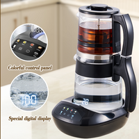 Middle East Saudi Arabia Tea Maker Samovar New 1.8l+0.9l Portable Teapot Double Colorful Control Panel Glass Digital Kettle