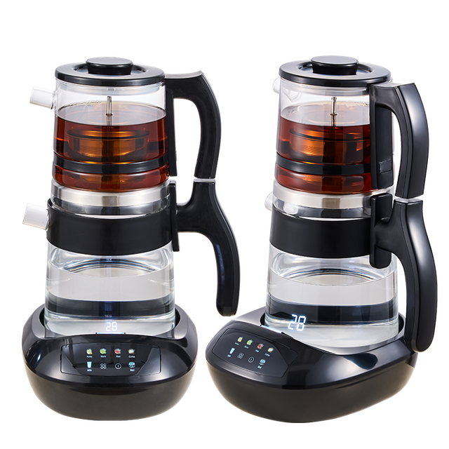 New Design Glass Tea Maker Samovar Turkish Tea Maker Portable 2 In 1 Glass 1500W Water Kettle Electric Glass With SUS304 filter