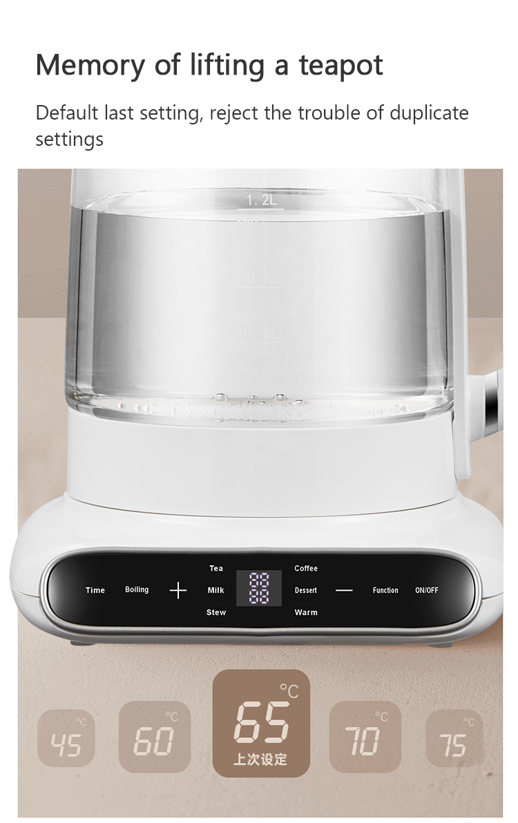Electric Double Glass Kettle with Warmer Temperature Control Glass Tea Pot Design, Samovar Turkish Tea Maker
