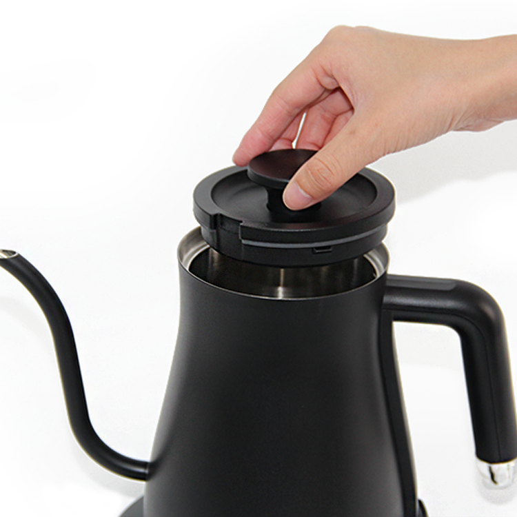 YUEKON Manufacturer Customized Logo Black Stainless Steel Teapot Digital Electric Gooseneck Kettle