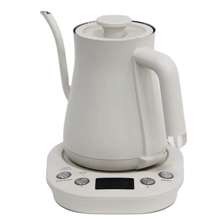 YUEKON Goose Neck Kettle White Stainless Steel Teapot Smart Pour Over Coffee Tea Adjustable Temperature Electric Kettle
