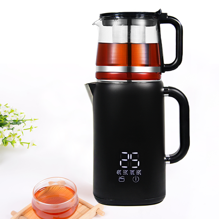Middle East Popular Electric Turkish Tea Maker With Tea Pot Machine Stainless Steel Digital Control Electric Kettle 