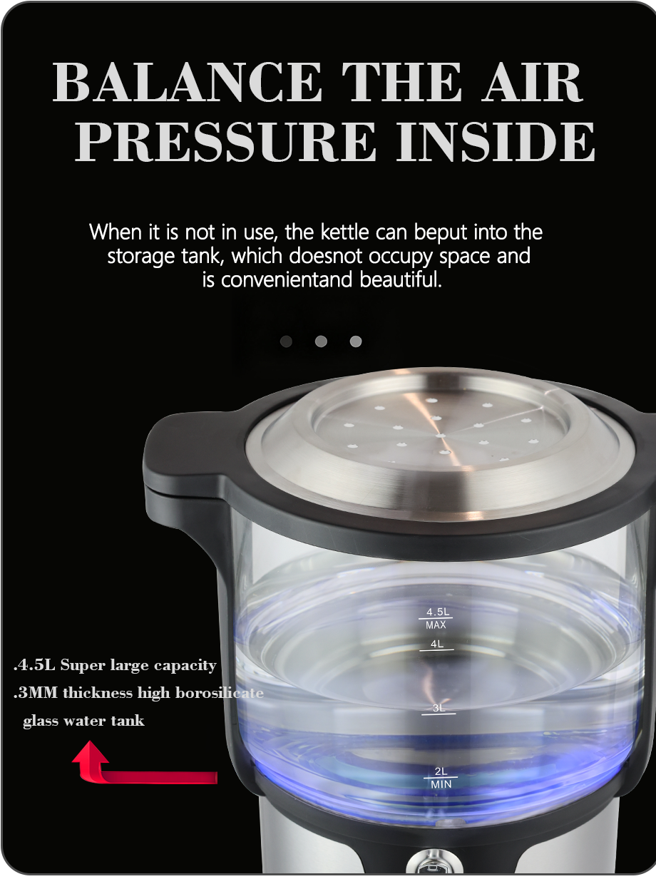 4.5+1.1L Smart Double Layer Tea Maker Machine 2000W Household Knob Turkish Tea Kettle Electric Cordless Kettles for Boiling Water