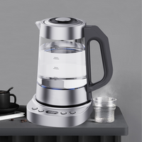 Turkish Stylish Blue Led Interior Electric Water Kettle Digital Tea Maker Stainless Steel Temperature Control Cordless Glass Kettle 