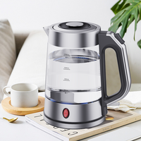 YUEKON Hot Selling 1.7l Automatic Power-off Electric Tea Maker Electric Glass Tea Kettle With Blue Led