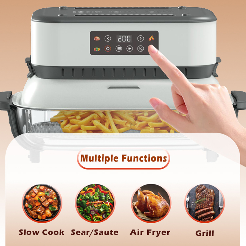 Fashion 3-In-1 Air Fryer with Non-Toxic Glass Bowl 1500W Smart Air Fryers Home Specific Steaming and Baking Oven Air Fryer