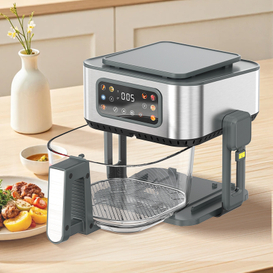 Kitchen Appliances Three in One Air Fryer with Glass Visible Air Fryer Flip Head with Electric Grill and Hot Pot