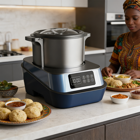 African Kitchen Automatic Fufu Pounding Machine with Heating Cooking Variable Speed Control 6L Capacity Electric Swallow Blender