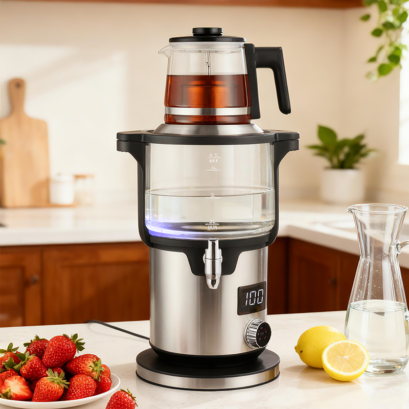 4.5+1.1L Smart Double Layer Tea Maker Machine 2000W Household Knob Turkish Tea Kettle Electric Cordless Kettles for Boiling Water