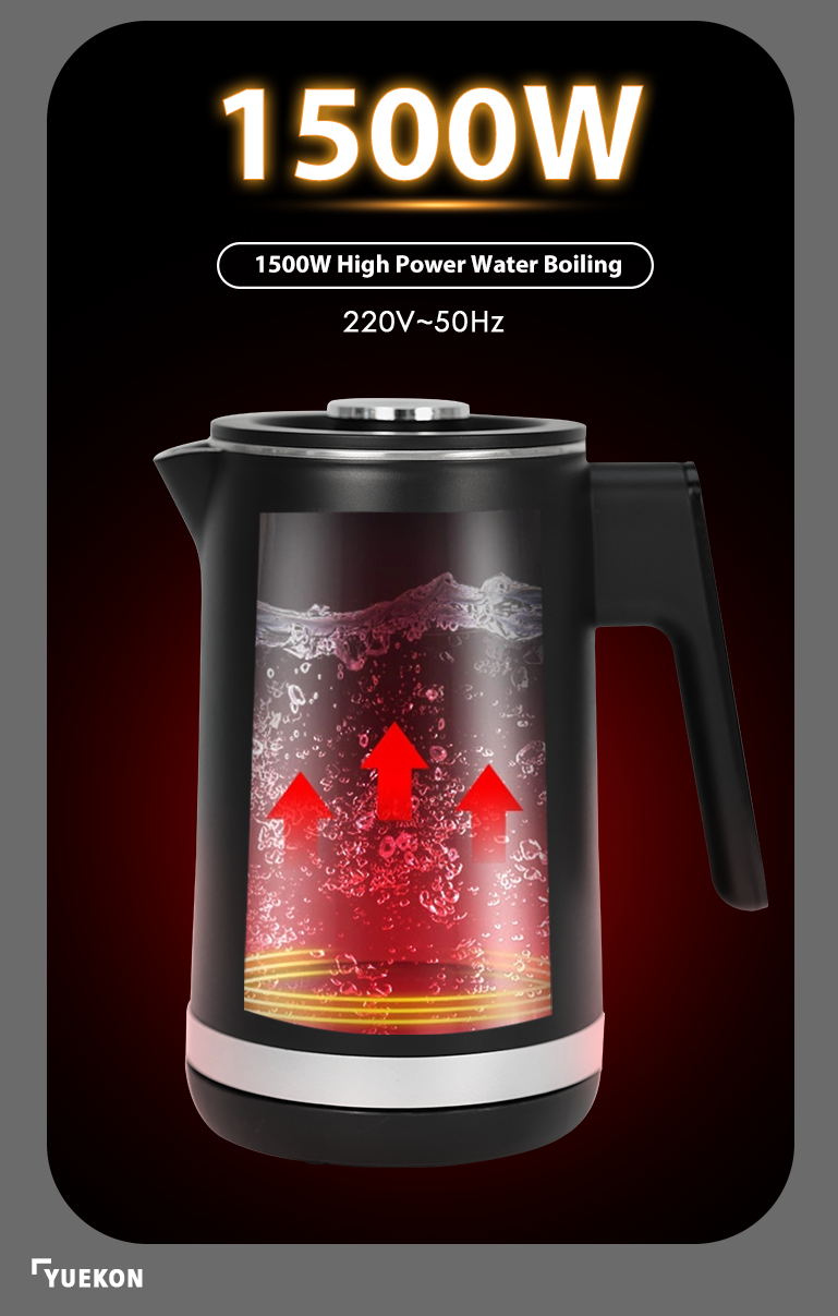 Multifunction Double Wall Kettle 1500W Fast Boiling Kettle with Automatic Keep Warm 304 Stainless Steel Inner Liner for Home Use