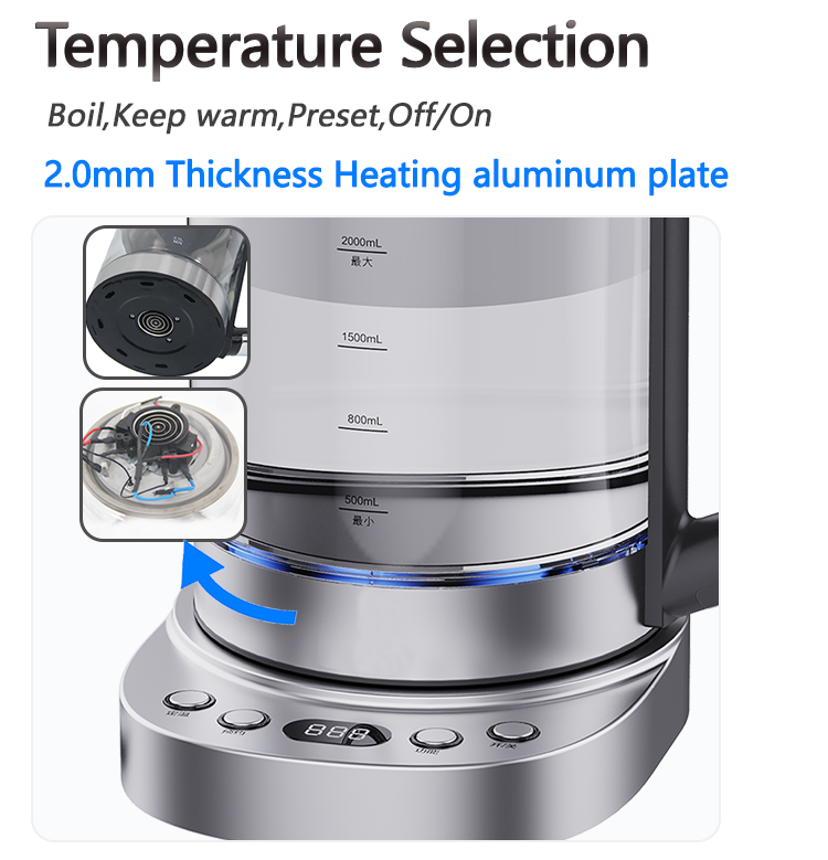 Smart Automatic Stainless Steel Heating Element Keep Warm Tea Maker Set Glass Electric Turkish Tea Maker 