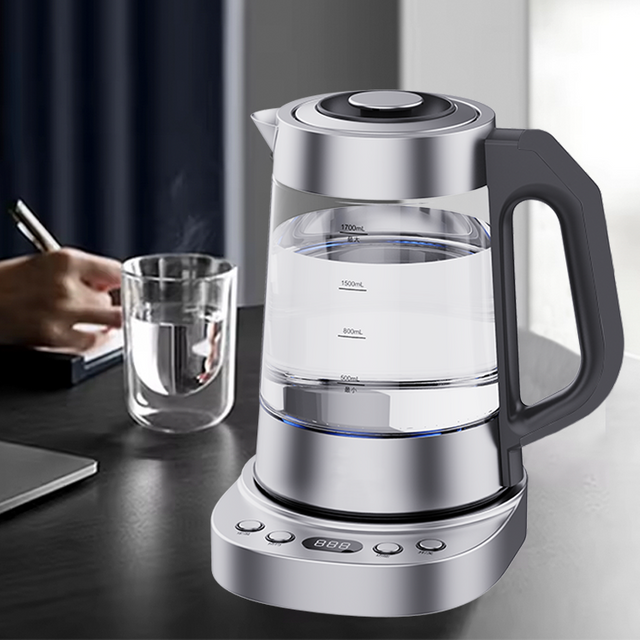 High-quality Keep Warm Function Water Boiler Machine Electric Tea Kettle with Blue LED Indicator Light Glass Electric Jug Kettle