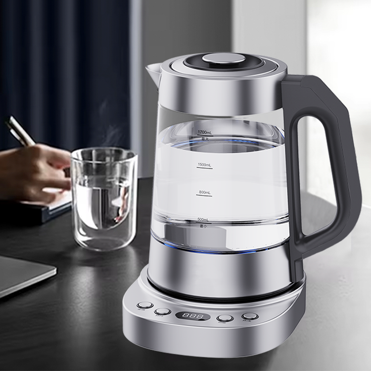 High-quality Keep Warm Function Water Boiler Machine Electric Tea Kettle with Blue LED Indicator Light Glass Electric Jug Kettle