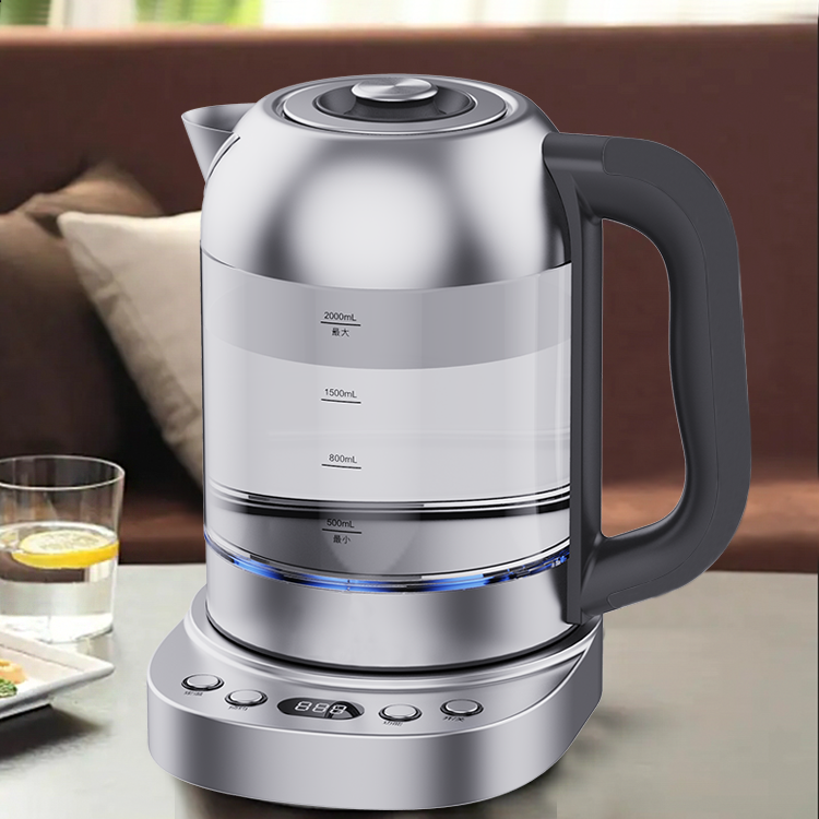 Durable keep Warm High Quality 2.0l Digital Glass Electric Tea Kettle Hot Water Fast Tea Maker Led Light 