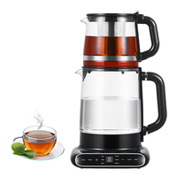 Kitchen Appliance Smart Automatic Turkish Tea Tray 1.5L Electric Glass Kettle with Tea Filter 1.1L Tea Infuser Pot