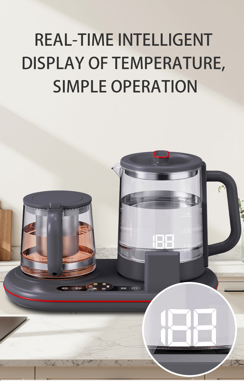 New Touch Control Sets Tea Maker with Color Display Home Smart Teapot Glass Electric Kettle and Samovar Kettle Set