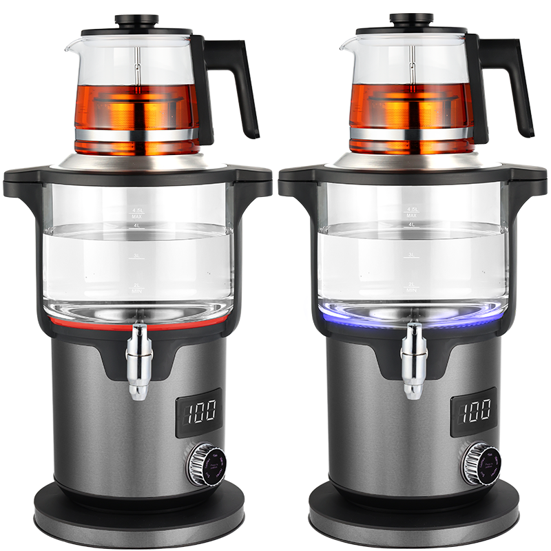 2000W High-Speed Heating Turkish Samovar Kettle and Glass Teapot Heat Resistant Digital Multi-Temperature Control for Tea/coffee