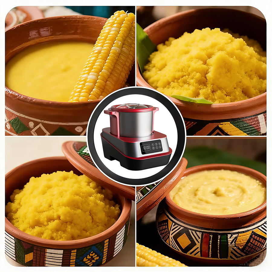 Multifunctional Electric Swallow Maker Fufu Machine 2 in 1 Cooking Stirring Food Grade 304 Stainless Steel Easy Clean Kitchen Appliance for Ugali Nshima Banku Eba