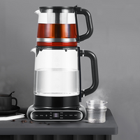 360 Rotational Base 1.5l+1.1l Glass Electric Kettle Tea Pot Stylish Turkish Russian Electric Samovar 