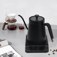 Pour Over 90 Degree Gooseneck Kettle Adjustable Temperature Stainless Steel Body Smart Portable Electric Kettles For Household