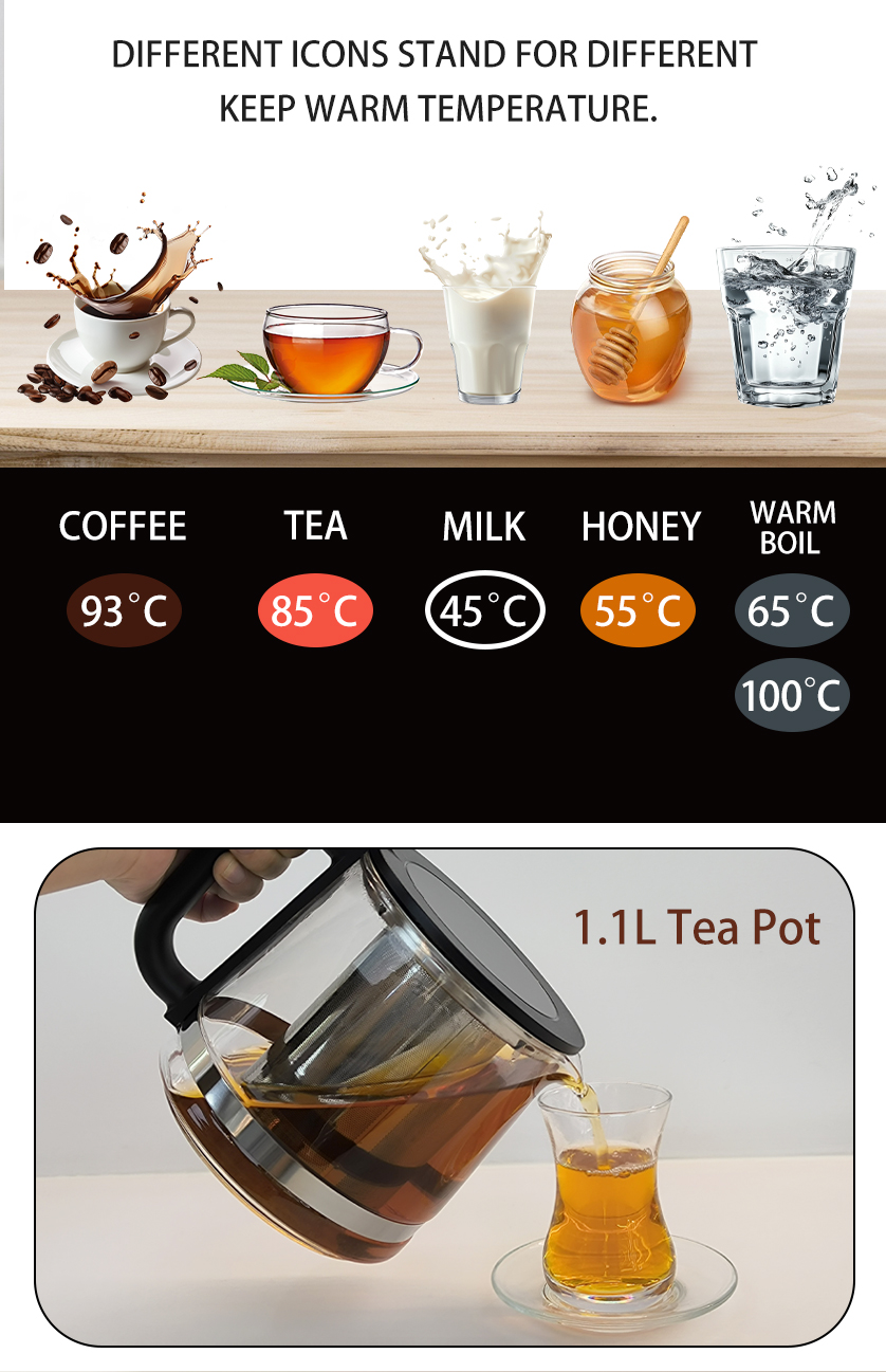 New1.7L+1.1L Multifunctional Electric Tea Kettle Hot Water Boiled Electric Digital Kettle Keep Warm Kettle
