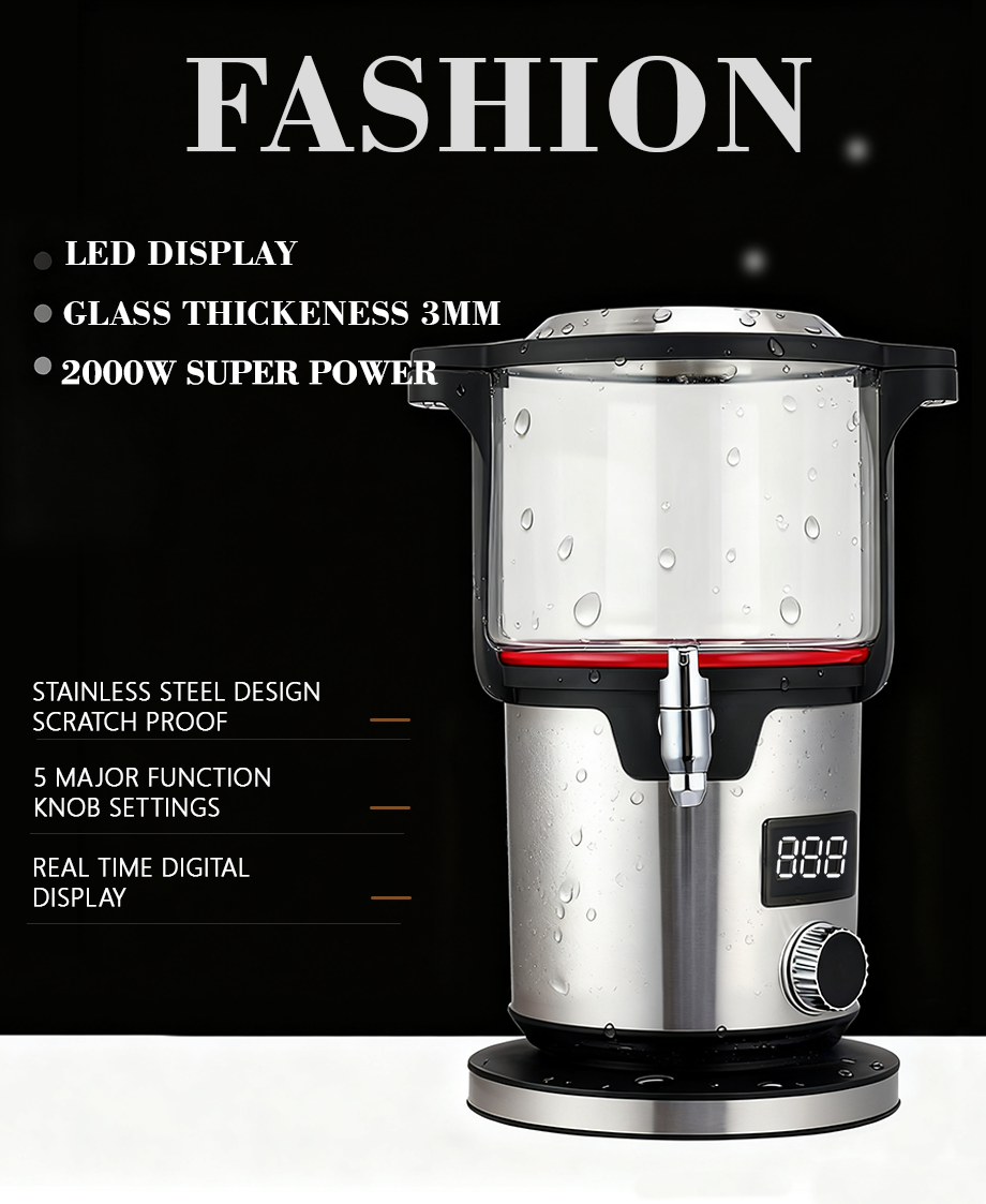 Electrical and Household Appliances 4.5L +1.1L Digital Electric Double Tea Maker Samovar Russian With Glass Teapot
