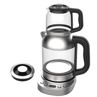 Hot Sale 2.0L Turkish Tea Maker Water Heater Samovar Water Boiler 1850W Led Glass Body Blue Electric Glass Kettles