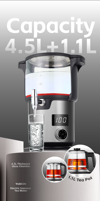 2000W High-Speed Heating Turkish Samovar Kettle and Glass Teapot Heat Resistant Digital Multi-Temperature Control for Tea/coffee