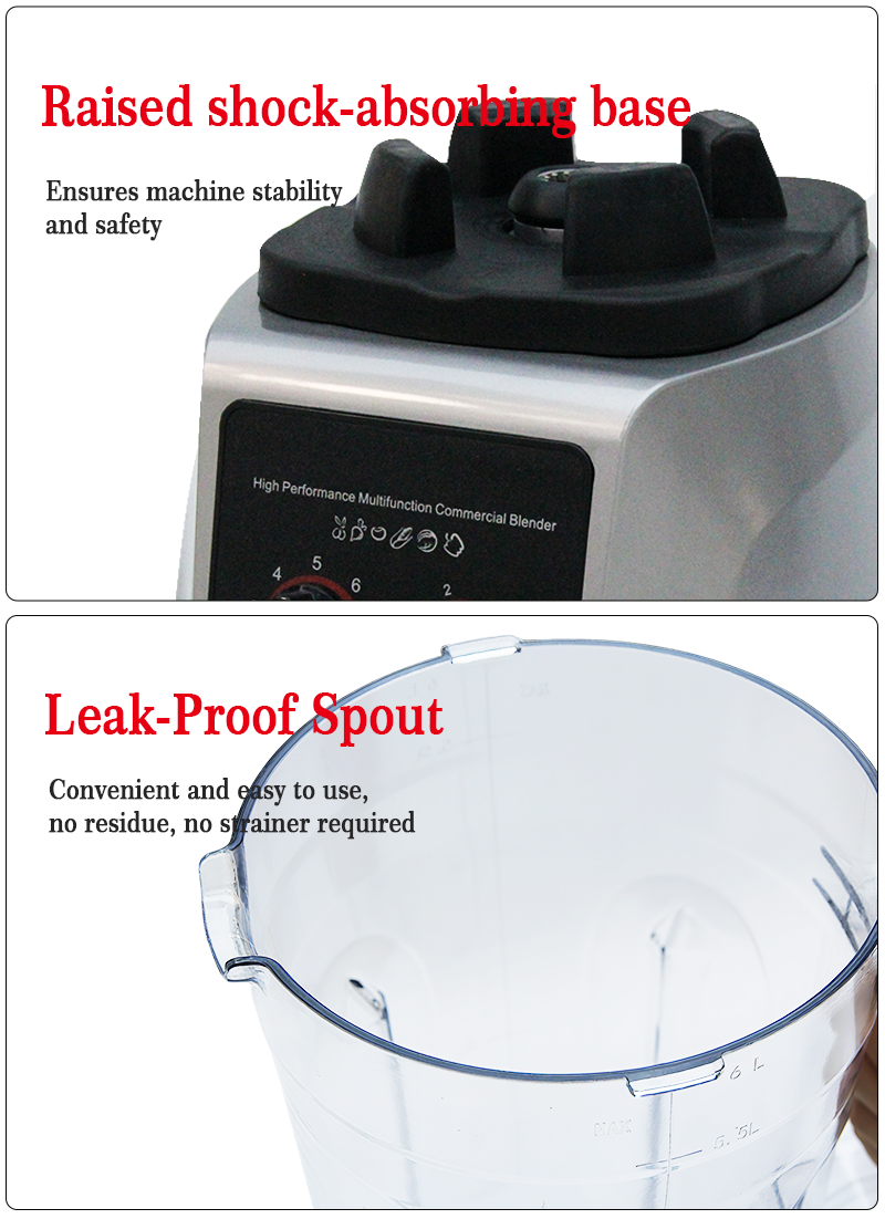 Wholesale 2200W 6Liters Smoothie Blender Ice Crusher Juicer Mixer Commercial Power Blender With Strong 304 Stainless Steel Blade