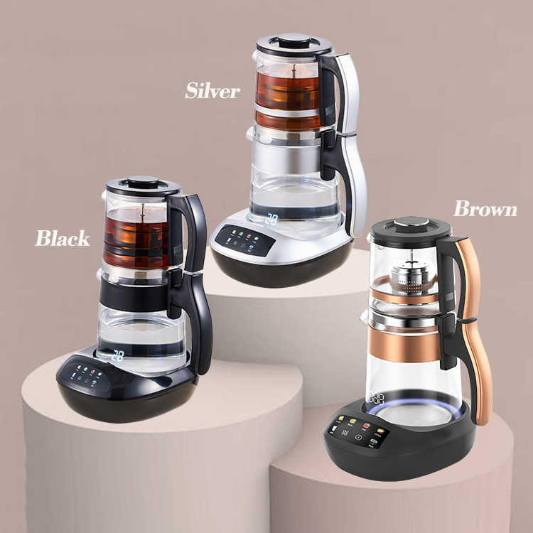 YK Smart Electric Turkish Tea Maker 2Tier Electric Tea Kettle Samovar Style Self-Filtering Double Glass Stovetop Water Heater