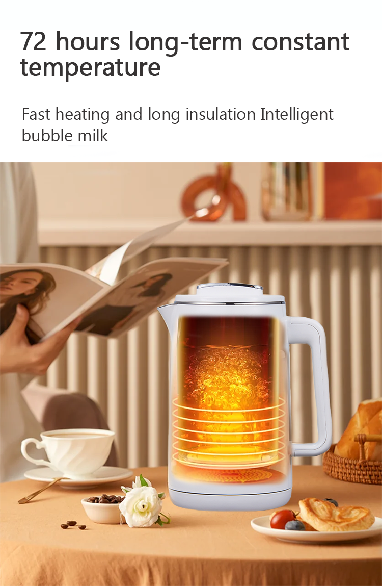 1800W Fast Water Boiler Kitchen Appliance Cordless Kettle Two Layers Glass Kettle Electric Tea Pot