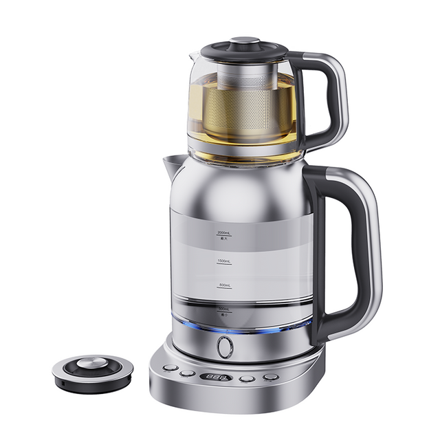 Hot Selling Appliances Glass Tea Kettle With Tea Pot 2.0l Electric Turkish Samovar Tea Maker For Home Appliance 
