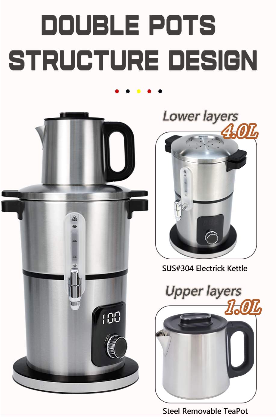 Cordless Samavar Temperature-controlled Electric Kettle