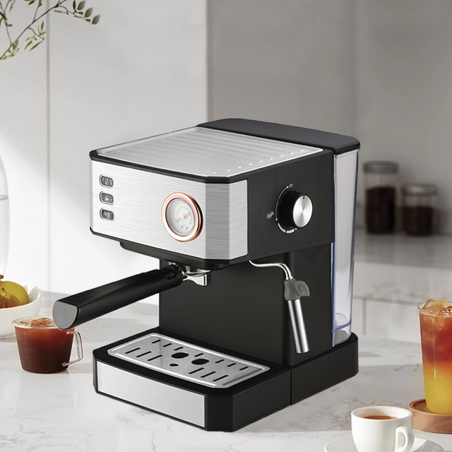 850W Commercial Automatic Italian Coffee Maker 20Bar Espresso Drip Coffee Making Machine With Pressure Meter, Steamer Drip tray