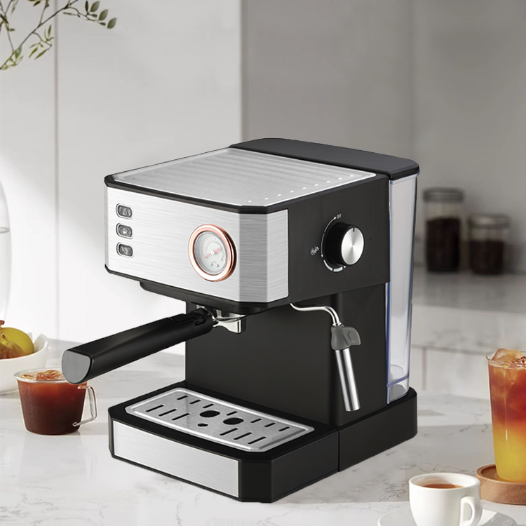 850W Commercial Automatic Italian Coffee Maker 20Bar Espresso Drip Coffee Making Machine With Pressure Meter, Steamer Drip tray